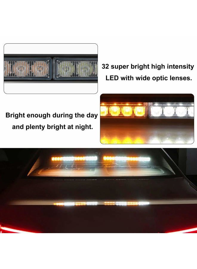 ASPL 2 x 16.8 Inch Emergency Flashing LED Strobe Light Bar 32 LEDs 26 Flash Patterns Indoor Safety Warning Lights (Amber/White) - Image 3
