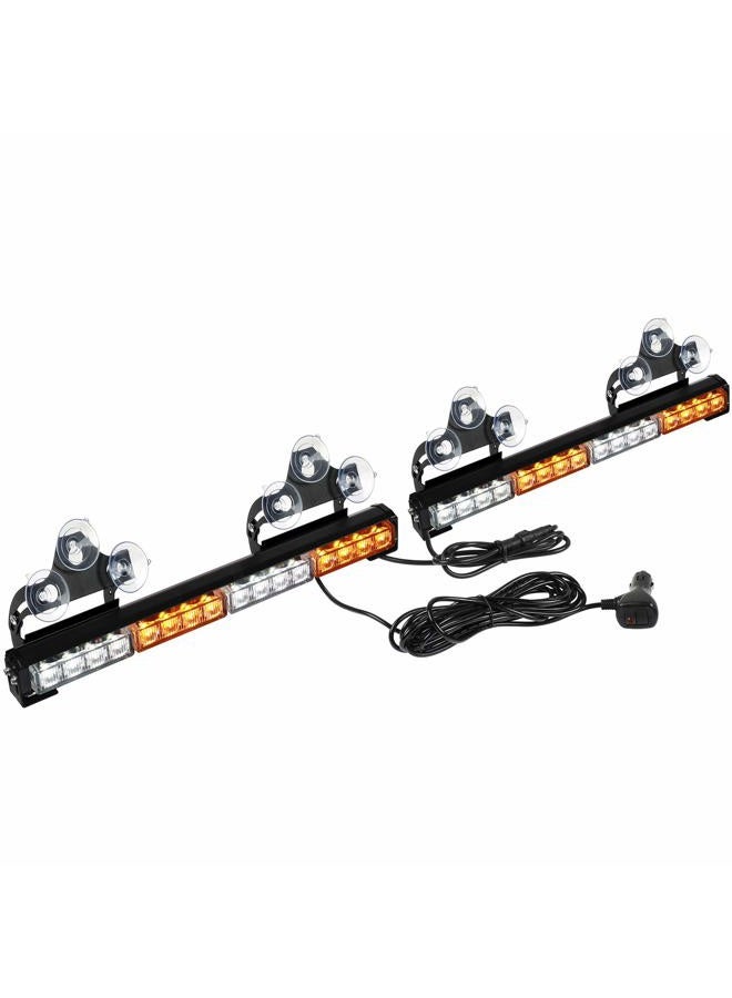 ASPL 2 x 16.8 Inch Emergency Flashing LED Strobe Light Bar 32 LEDs 26 Flash Patterns Indoor Safety Warning Lights (Amber/White) - Image 1