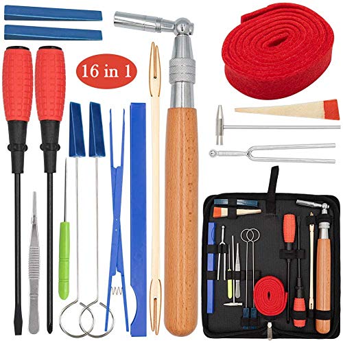 YZNlife Piano Tuning Kit,Professional Piano Tuner Tools Including Tune Hammer Lever Felt, Mutes, Fork,Tuning Wrench,Temperament Strip,Piano Repairing Accessories 16 pieces - Image 2
