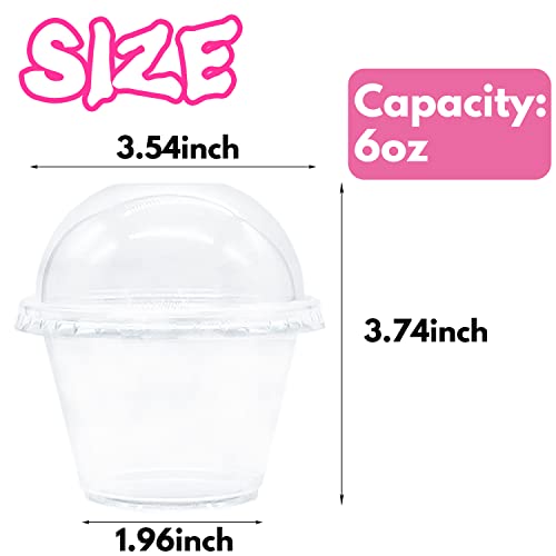 Tiaiidi Clear Plastic Cups with Lids,6 oz-50 Pack Mini Parfait Cups with Dome Lids(No Hole),Disposable Party Dessert Cups for Cold Drinks,Fruit,Cupcake,Ice Cream,Snack,Candy - Image 2