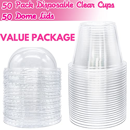 Tiaiidi Clear Plastic Cups with Lids,6 oz-50 Pack Mini Parfait Cups with Dome Lids(No Hole),Disposable Party Dessert Cups for Cold Drinks,Fruit,Cupcake,Ice Cream,Snack,Candy - Image 3