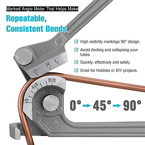 DURATECH Tube Bender, Pipe Bender, 3-IN-1, 1/4", 5/16", 3/8", for Copper, Brass, Aluminum and Thin Steel Pipes - Image 4