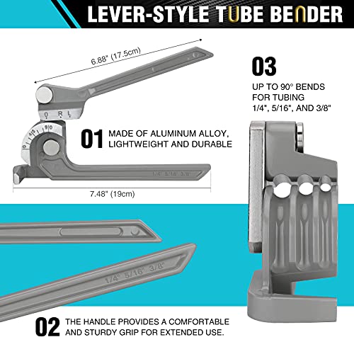 DURATECH Tube Bender, Pipe Bender, 3-IN-1, 1/4", 5/16", 3/8", for Copper, Brass, Aluminum and Thin Steel Pipes - Image 2