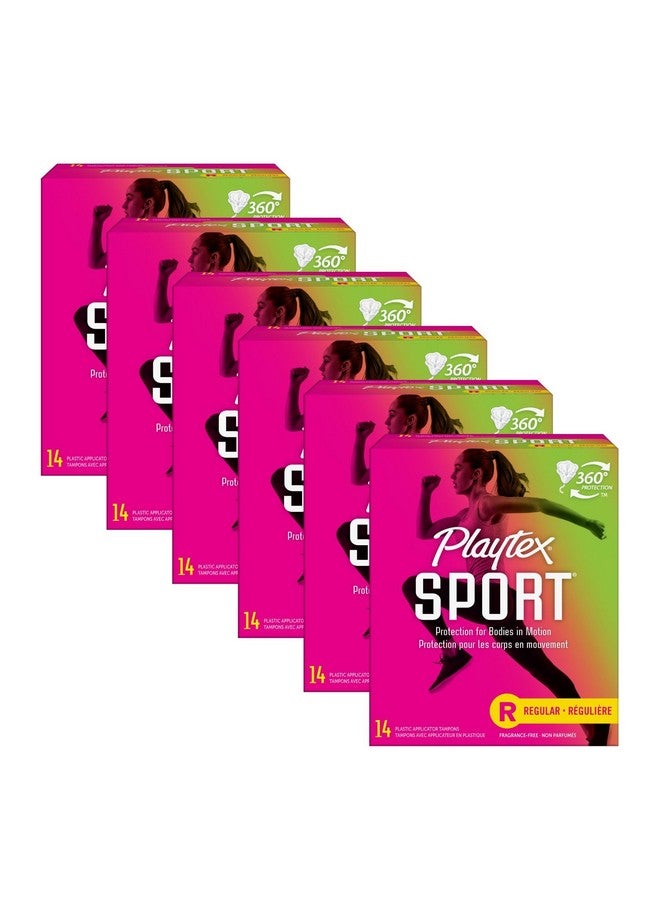 Playtex Sport Tampons, Regular Absorbency, Fragrance-Free Tampons - 84ct (6 Packs of 14ct) - Image 1