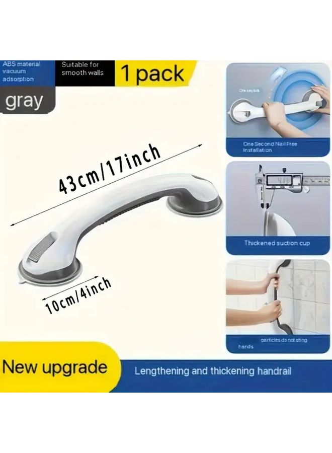 1pc Suction Cup Bathroom Armrest Ergonomic Handle No Drill Wall Mounted Shower Bathtub Grab Rail For Elderly White - Image 4