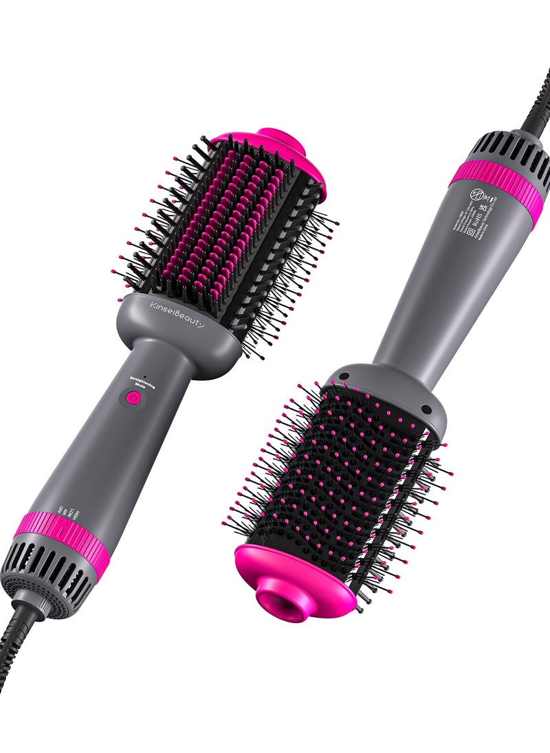 KinseiBeauty فرشاة مجفف الشعر، فرشاة الهواء الساخن 5 في 1 لتصفيف الشعر والتحكم في خشونة الشعر، فرشاة بيضاوية لتجفيف الشعر، مجفف شعر بخطوة واحدة للشعر المستقيم والمجعد، أدوات تصفيف الشعر  - Image 1