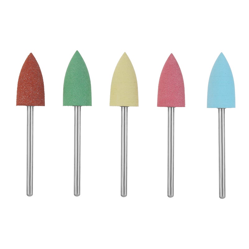 5Pcs/Set Rubber Silicone Drill Bit Multicolor Drill Bits Milling Cutter for Manicure Nail Buffer Polisher Grinder Tool - Image 1