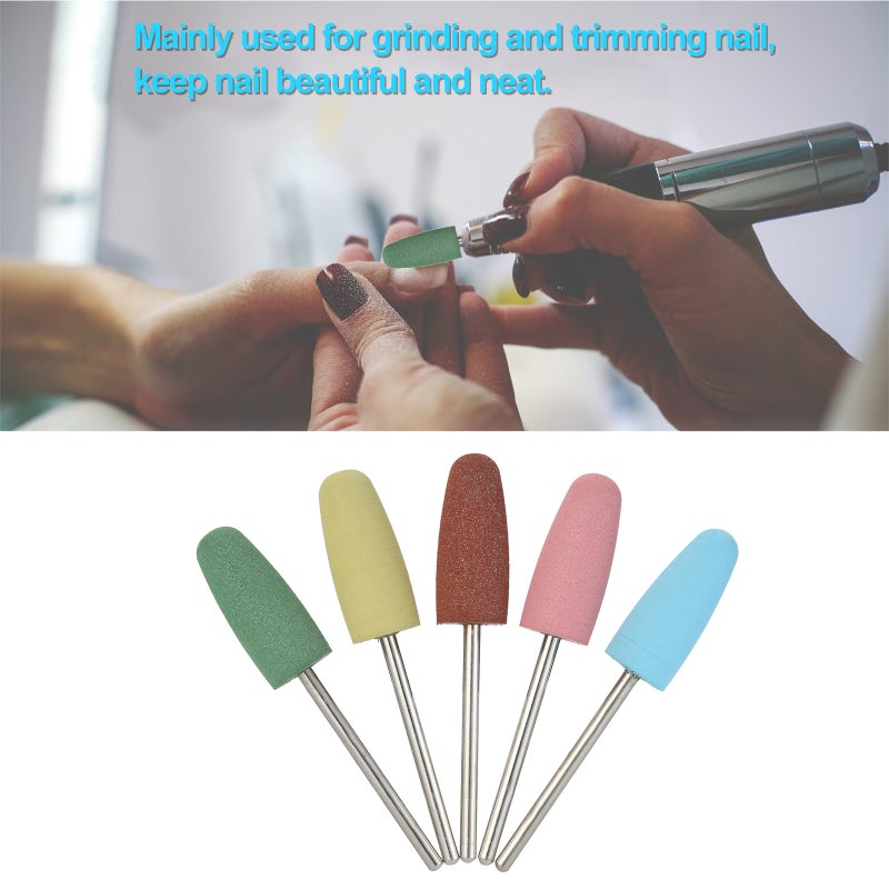 5Pcs/Set Rubber Silicone Drill Bit Multicolor Drill Bits Milling Cutter for Manicure Nail Buffer Polisher Grinder Tool - Image 4