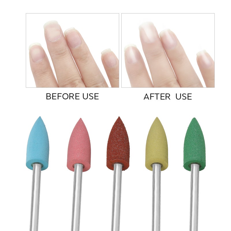 5Pcs/Set Rubber Silicone Drill Bit Multicolor Drill Bits Milling Cutter for Manicure Nail Buffer Polisher Grinder Tool - Image 2