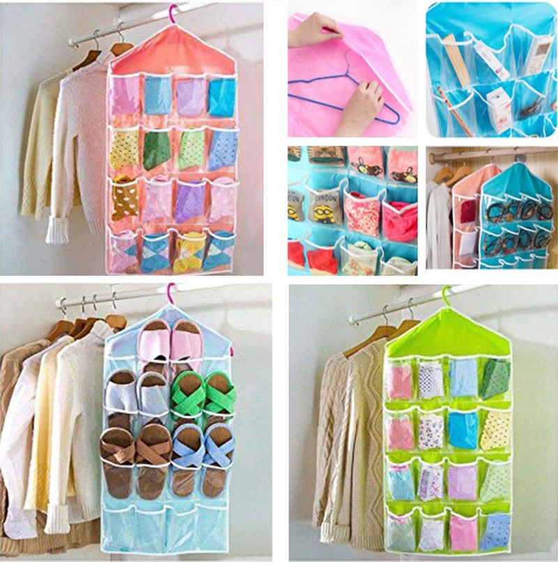 atorakushon® Multifunction Wardrobe/Clear 16 Pockets Socks Shoe Toy, Underwear Slippers Jewellery Sorting Storage Bag/Door Wall Hanging Closet Organizer, Rack Hanger Storage Organiser - Image 3