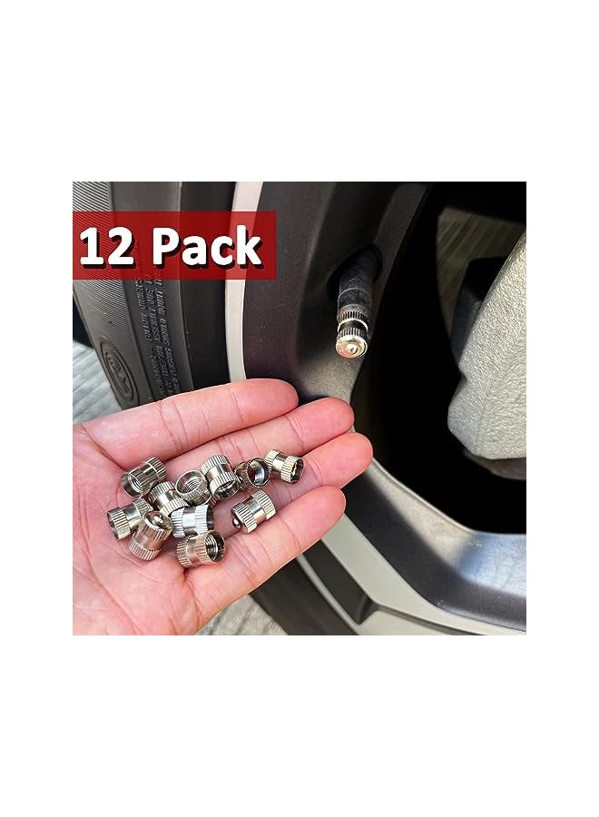 S-TOP 12 Pack Tire Valve Stem Caps, Premium Metal Brass Valve Stem Caps with Rubber Gasket, Universal Tire Valve Dust Proof Covers for Cars, Trucks, Bikes and Motorcycles (VC05) - Image 1