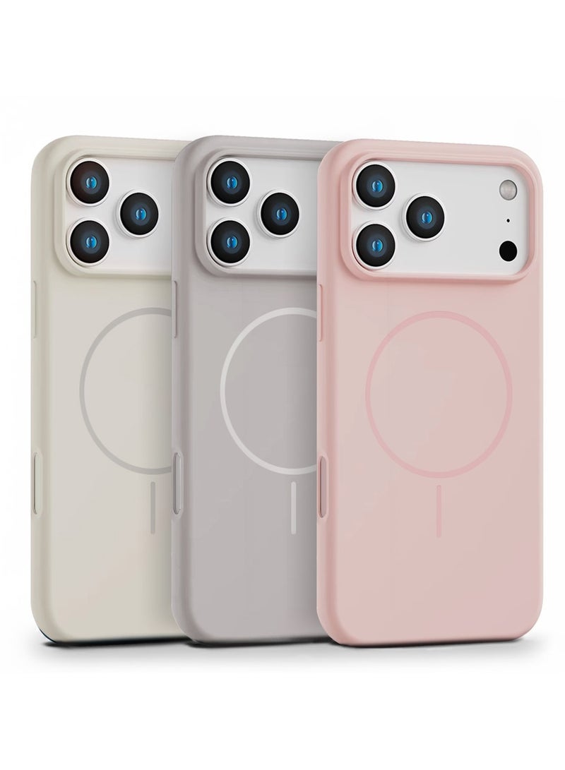 O Ozone (Pack of 3) Magnetic Silicone Case For iPhone 17 Pro|Compatible with MagSafe | Anti-Scratch Microfiber Lining Phone Cover with Camera Lens Protection - Multicolor - Image 1
