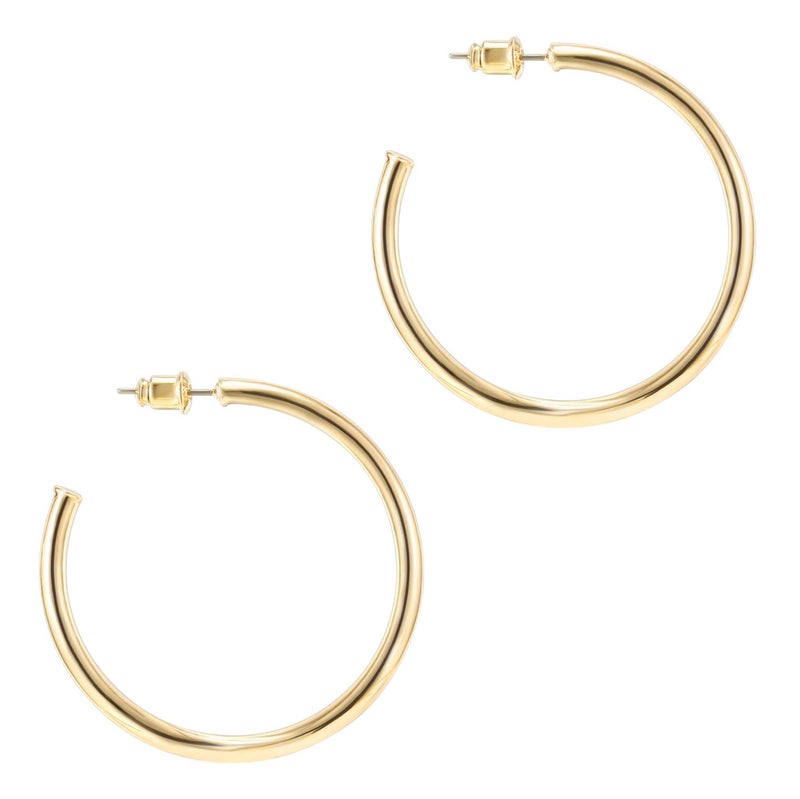 PAVOI 14K Yellow Gold Hoop Earrings for Women - 2mm Thick 45mm Infinity Hoops - Gold Plated Loop Earrings - Lightweight Set - Image 1
