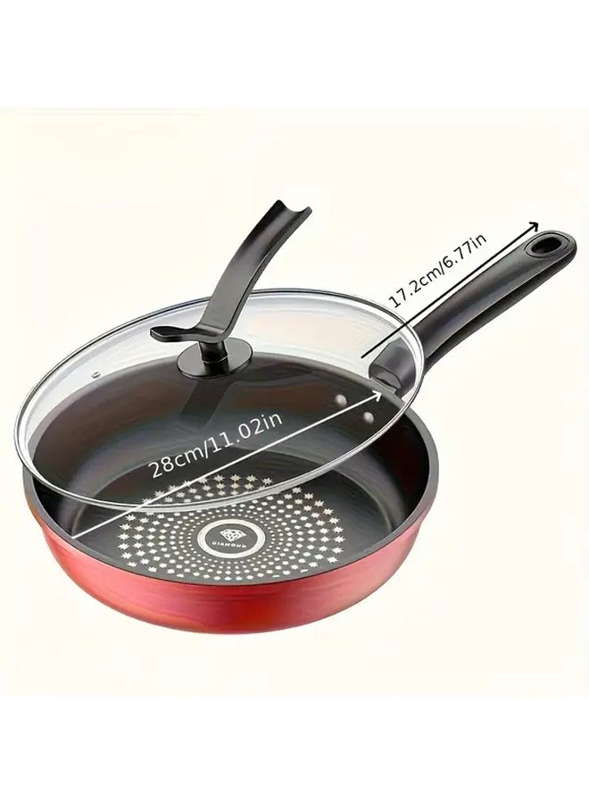 Red Cast Iron Non Stick Frying Pan 26cm Healthy Cooking Dishwasher Safe - Image 3
