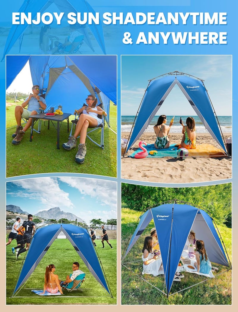 KingCamp Pop Up Canopy, Beach Tent for 6-8 Person 7.9' x 7.9' Outdoor Sun Shade with Detachable Sunshade for Camping, Beach, Garden & Backyard - Image 3