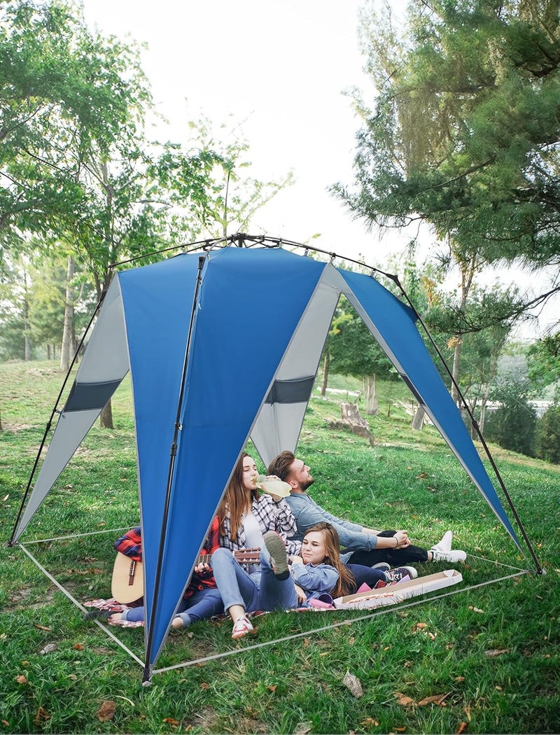KingCamp Pop Up Canopy, Beach Tent for 6-8 Person 7.9' x 7.9' Outdoor Sun Shade with Detachable Sunshade for Camping, Beach, Garden & Backyard - Image 4