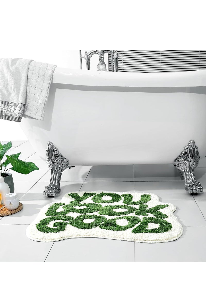 Excefore سجاد الحمام حوض، سجادة مقاومة للرطوبة، سجادة حمام غير قابلة للانزلاق، سجادة مناسبة للغسالة، سجادة ماصة للماء، سجادة للحمام تجعلك تبدو جيدًا لتزيين دش داخلي وحوض الاستحمام 25x21 بوصة (أخضر) - Image 2