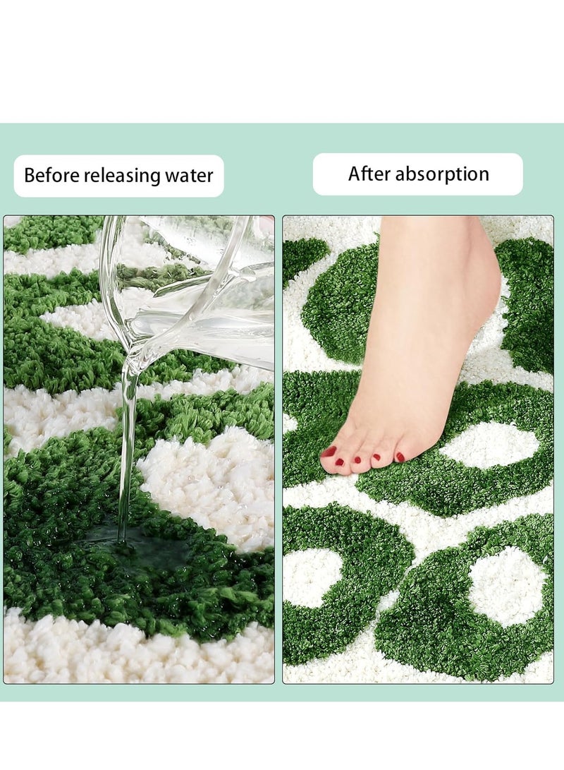 Excefore سجاد الحمام حوض، سجادة مقاومة للرطوبة، سجادة حمام غير قابلة للانزلاق، سجادة مناسبة للغسالة، سجادة ماصة للماء، سجادة للحمام تجعلك تبدو جيدًا لتزيين دش داخلي وحوض الاستحمام 25x21 بوصة (أخضر) - Image 4