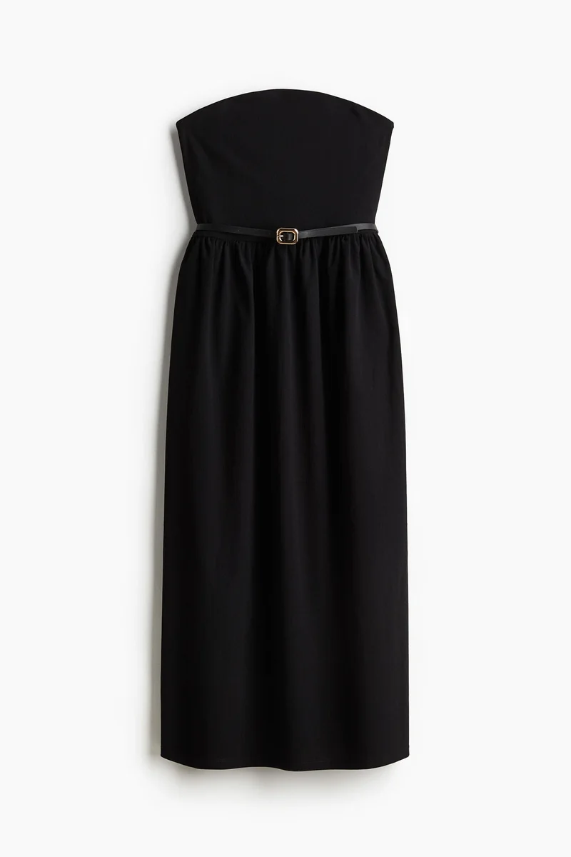 H&M Strapless Belted Midi Dress