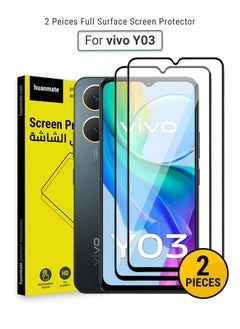 2 Pieces Vivo Y03 Screen Protector – Premium Edge to Edge Tempered Glass, High Transparency, Delicate Touch, Anti-Explosion, Smooth Arc Edges, Easy Installation