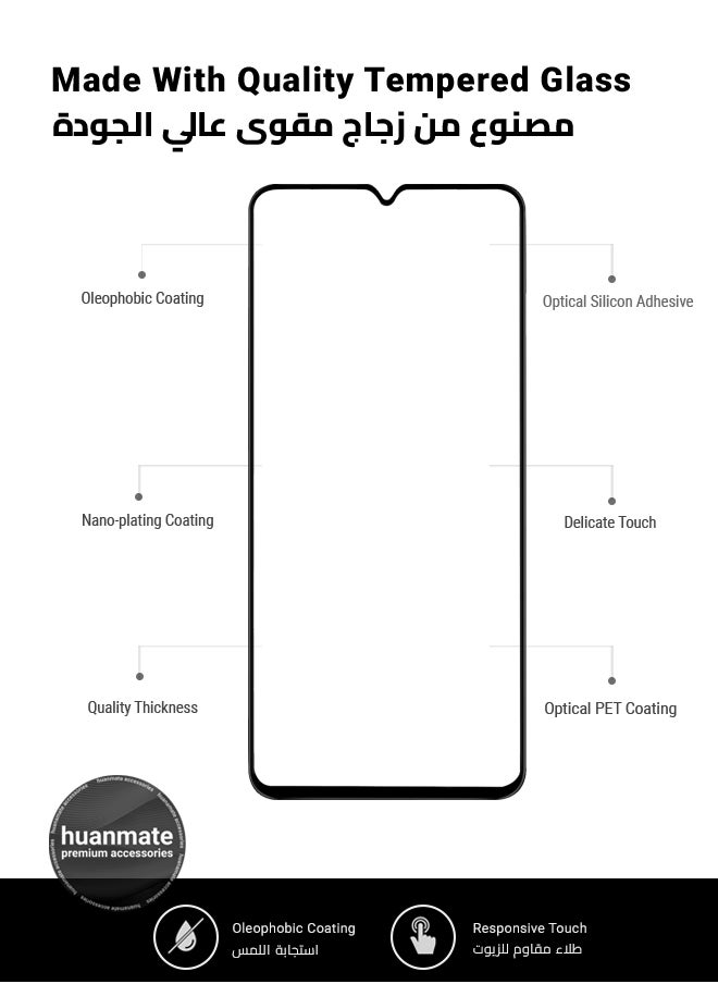 huanmate - 2 Pieces Vivo Y03 Screen Protector – Premium Edge to Edge Tempered Glass, High Transparency, Delicate Touch, Anti-Explosion, Smooth Arc Edges, Easy Installation - Image 1