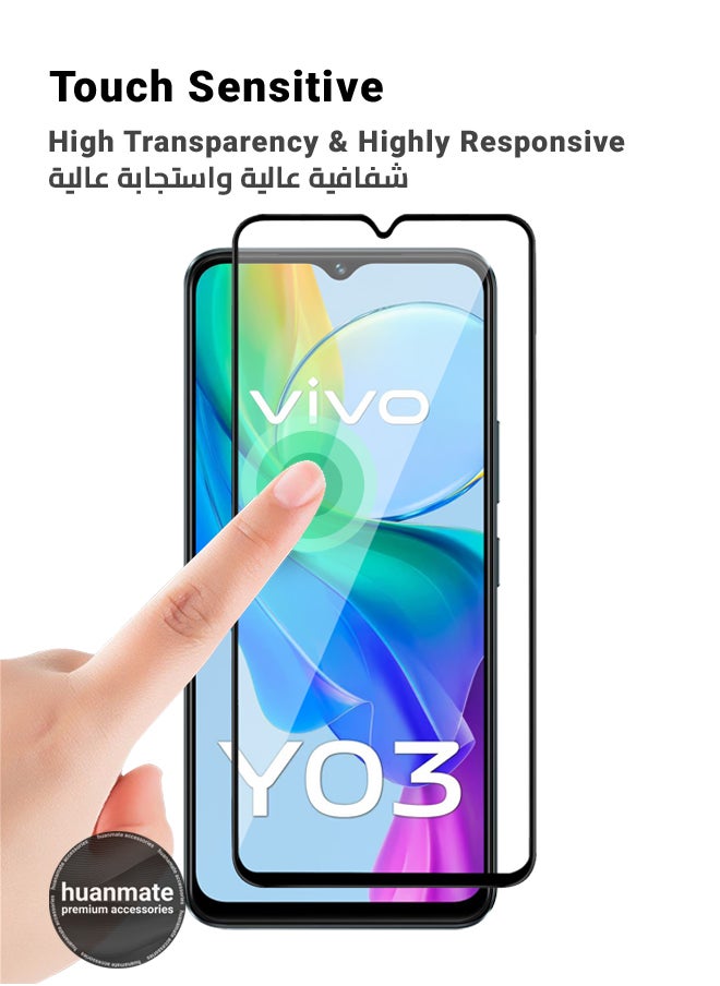 huanmate - 2 Pieces Vivo Y03 Screen Protector – Premium Edge to Edge Tempered Glass, High Transparency, Delicate Touch, Anti-Explosion, Smooth Arc Edges, Easy Installation - Image 1