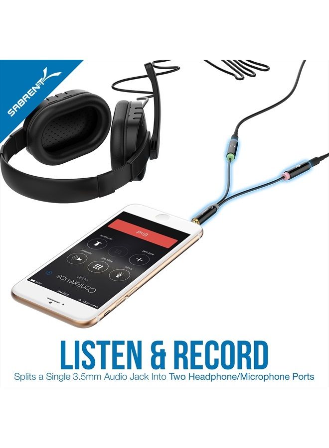 SABRENT 3.5mm Headset Splitter Adapter Cable for headsets with Separate Headphone/Microphone Plugs (CB-AUHM) - Image 3