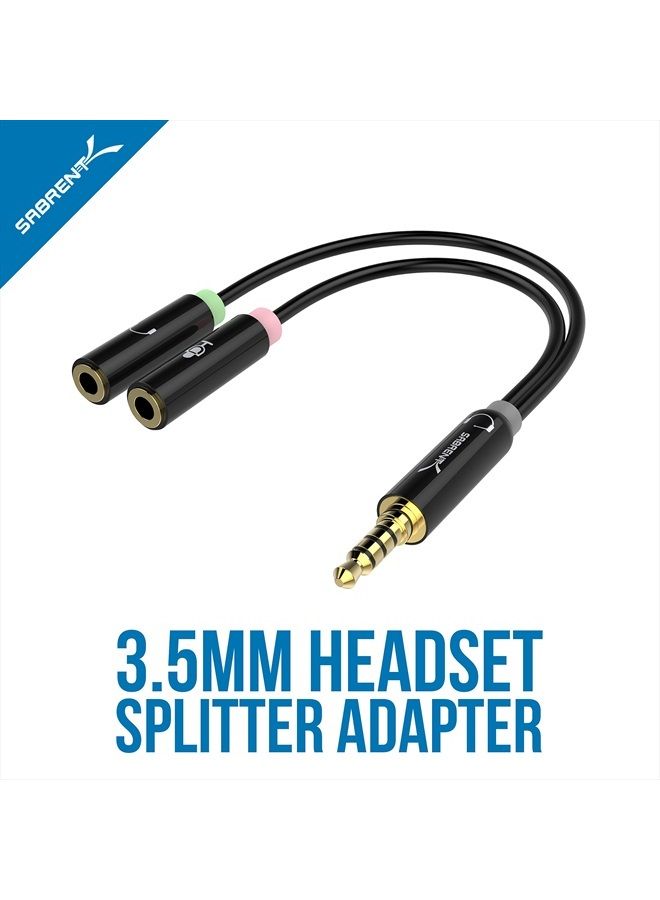 SABRENT 3.5mm Headset Splitter Adapter Cable for headsets with Separate Headphone/Microphone Plugs (CB-AUHM) - Image 2