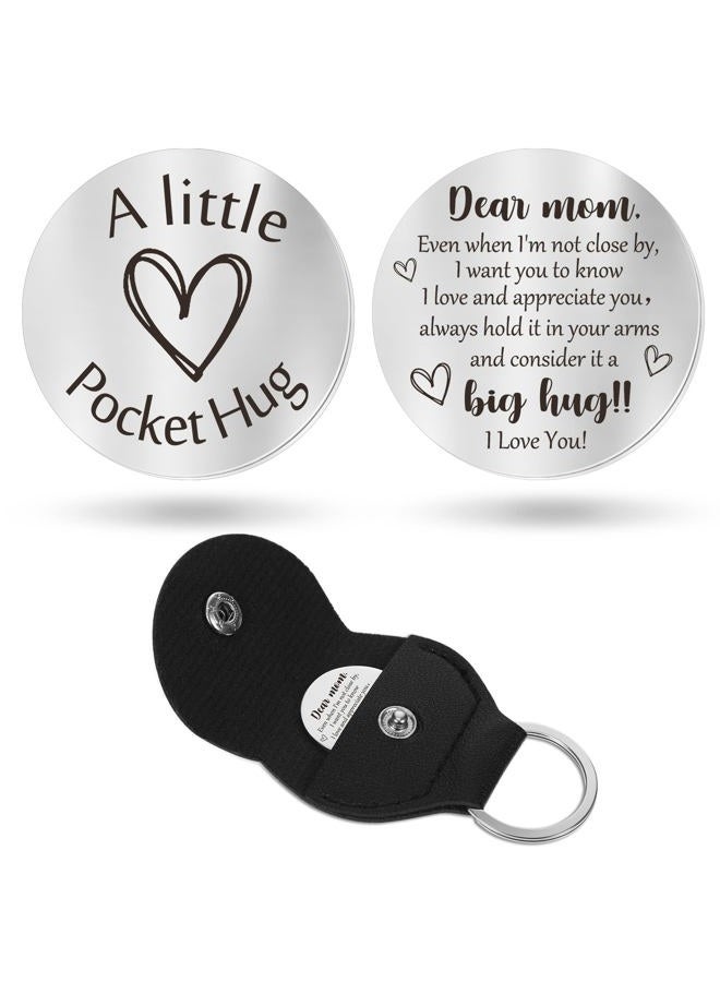 Sureio Pocket Hug Token Long Distance Relationship Keepsake Stainless Steel Double Sided Inspirational Gift with Keychain, Multicolor, One size - Image 1