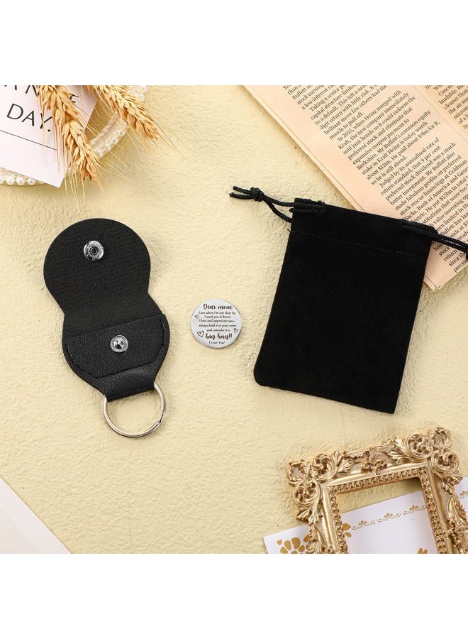 Sureio Pocket Hug Token Long Distance Relationship Keepsake Stainless Steel Double Sided Inspirational Gift with Keychain, Multicolor, One size - Image 4