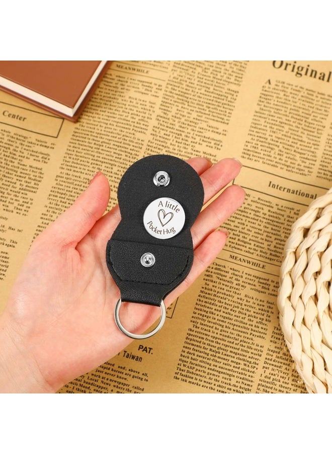 Sureio Pocket Hug Token Long Distance Relationship Keepsake Stainless Steel Double Sided Inspirational Gift with Keychain, Multicolor, One size - Image 5