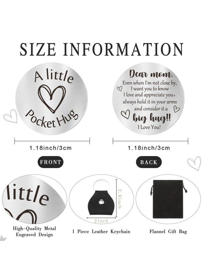 Sureio Pocket Hug Token Long Distance Relationship Keepsake Stainless Steel Double Sided Inspirational Gift with Keychain, Multicolor, One size - Image 2