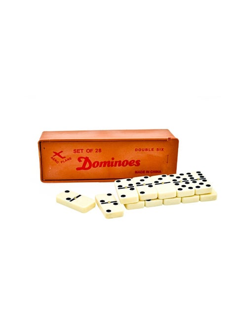Enjoy the classic game of Dominoes with a stylish and modern touch. The set comes with a durable wooden storage box that adds a touch of elegance and keeps the domino pieces organized and easy to store. Perfect for family game nights or as a great gift for traditional game enthusiasts.