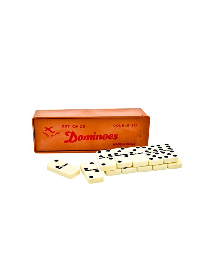 Enjoy the classic game of Dominoes with a stylish and modern touch. The set comes with a durable wooden storage box that adds a touch of elegance and keeps the domino pieces organized and easy to store. Perfect for family game nights or as a great gift for traditional game enthusiasts.  - Image 1