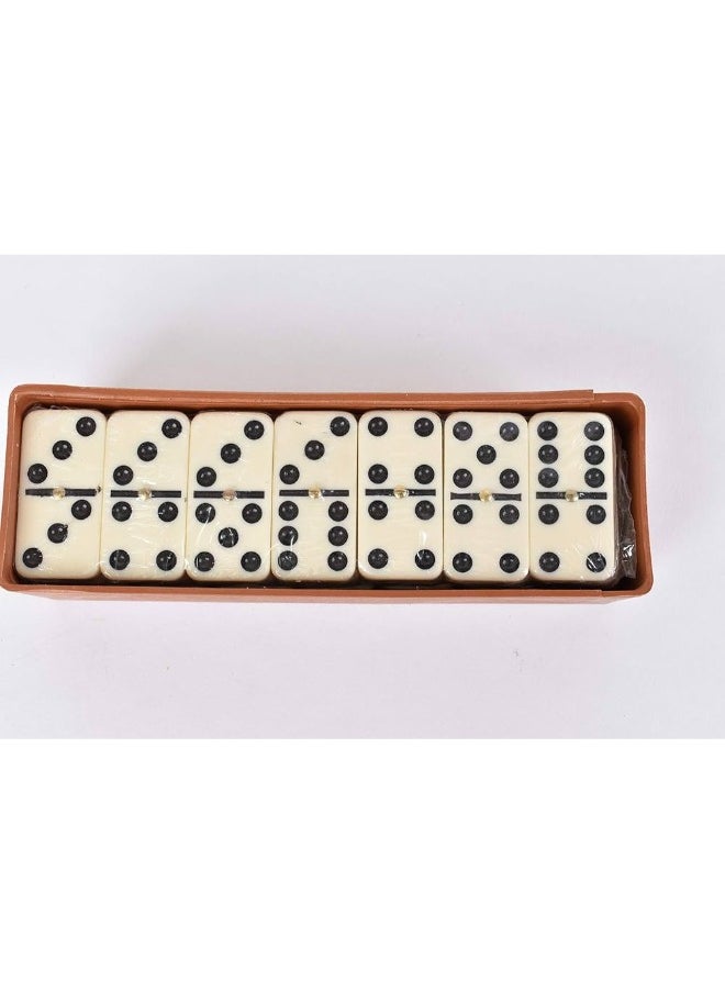 Enjoy the classic game of Dominoes with a stylish and modern touch. The set comes with a durable wooden storage box that adds a touch of elegance and keeps the domino pieces organized and easy to store. Perfect for family game nights or as a great gift for traditional game enthusiasts.  - Image 3