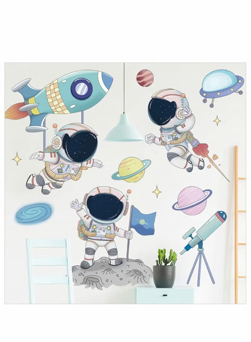 Astronaut Wall Stickers, Outer Space Stars Decals, DIY Removable Large Art Decoration, Peel and Stick, for Kids Baby Boys Girls Playroom Bedroom Decor - Image 3