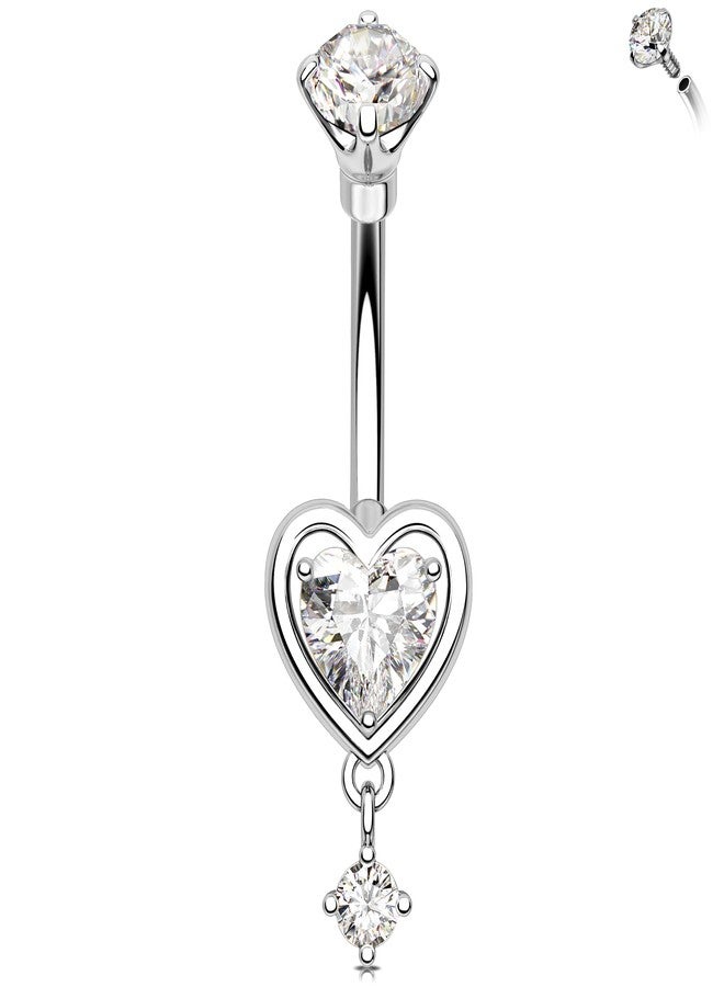 Melighting 14G Heart Belly Button Ring Stainless Steel 316L Dangle Belly Piercing Navel Barbell Clear CZ Belly Jewelly For Women 10mm - Image 1