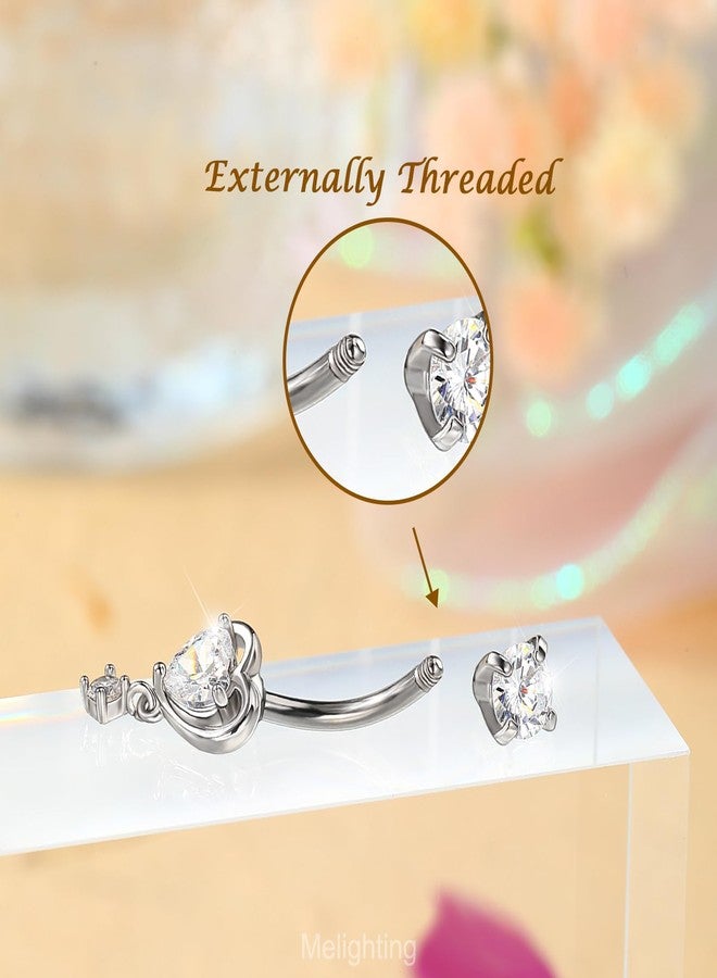 Melighting 14G Heart Belly Button Ring Stainless Steel 316L Dangle Belly Piercing Navel Barbell Clear CZ Belly Jewelly For Women 10mm - Image 3