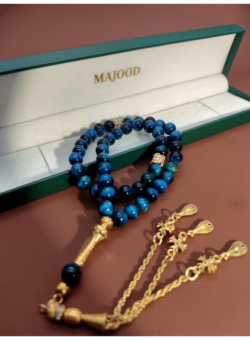 MAJOOD/45 Real Blue Tiger's Eye Prayer Beads/Tasbih/8MM/For Men And Women - Image 5