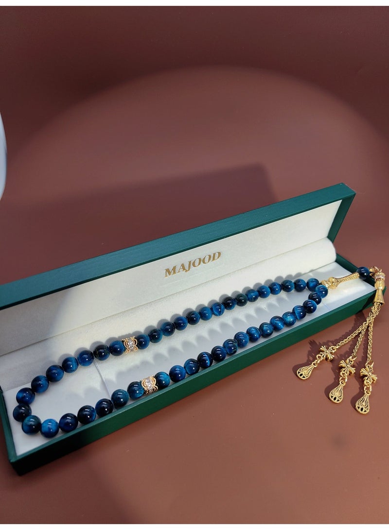 MAJOOD/45 Real Blue Tiger's Eye Prayer Beads/Tasbih/8MM/For Men And Women - Image 3