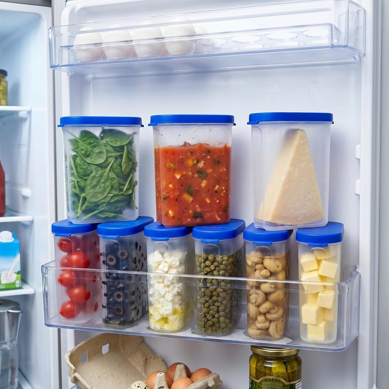 Mahaware Airtight Kitchen Storage Container Set of 9, 275 ml | BPA Free Plastic Masala & Spice Containers for Pantry Organization | Small Food Storage Containers, Blue & White - Image 5