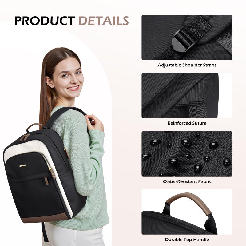 GOLF QUALITY Laptop Backpack for Women Travel Carry On Bag Weekender Business Multilayer Personal Item Backpack,16 Inch,WBlack - Image 5