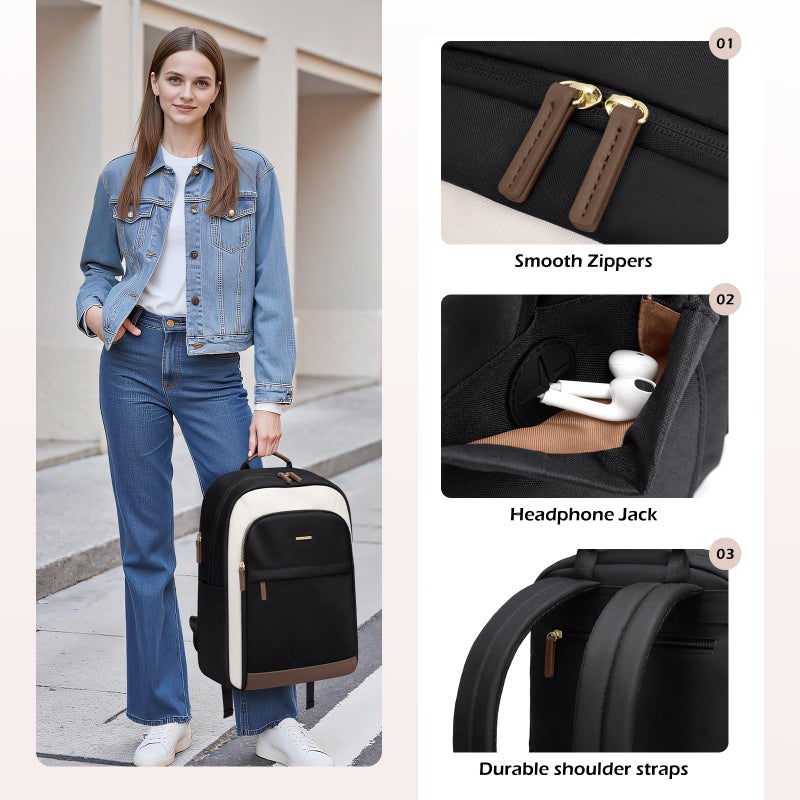 GOLF QUALITY Laptop Backpack for Women Travel Carry On Bag Weekender Business Multilayer Personal Item Backpack,16 Inch,WBlack - Image 4