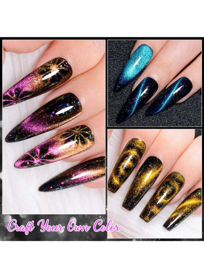 MEET ACROSS Colorful Clouds Cat Eye Gel Nail Polish Set Soak Off UV LED Light Manicure Nail Art Gift Kit 6 Colors With Free Magnet Stick Colorful Clouds - Image 4