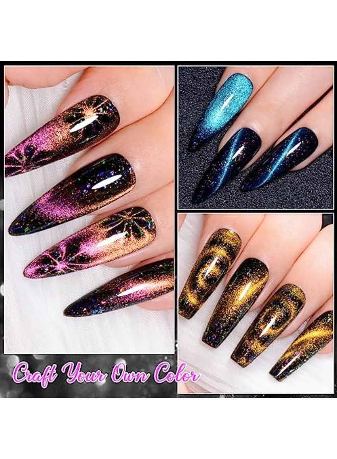 MEET ACROSS Colorful Clouds Cat Eye Gel Nail Polish Set Soak Off UV LED Light Manicure Nail Art Gift Kit 6 Colors With Free Magnet Stick Colorful Clouds - Image 3