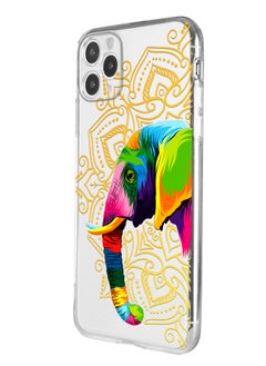MOBILIUS for iPhone 11 Pro Max Case, Shockproof Protective Phone Case Cover for iPhone 11 Pro Max, with Jaipur's elephant white Pattern  - Image 1