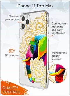 MOBILIUS for iPhone 11 Pro Max Case, Shockproof Protective Phone Case Cover for iPhone 11 Pro Max, with Jaipur's elephant white Pattern  - Image 2