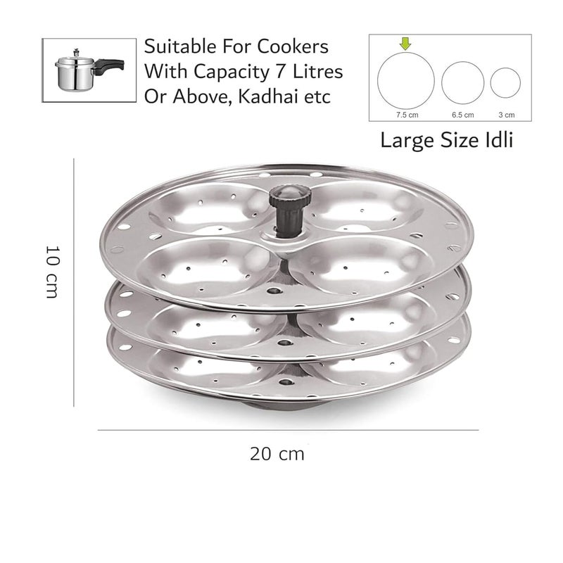 SHETAPRIDE Stainless Steel Non-Stick Idli Plates Idli Maker| Idli Stand with Holes for Pressure Cooker, 3 Plate - Image 3