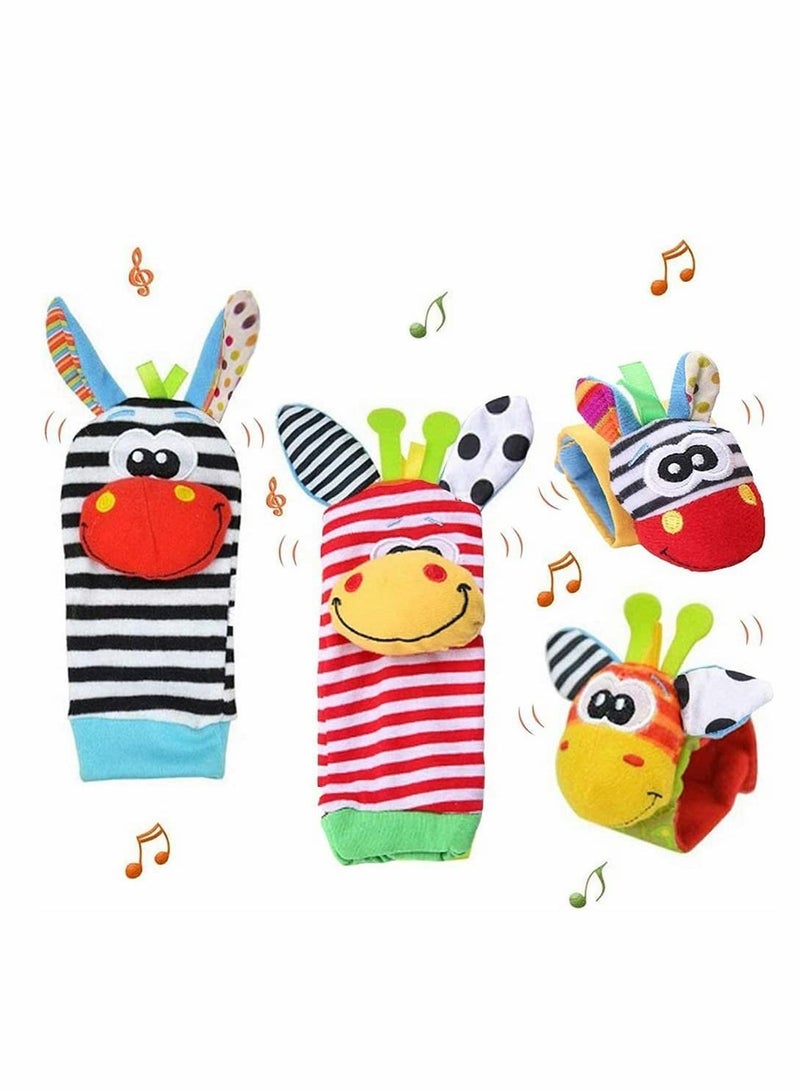 Y&D Baby Socks Wrist Toys, Animal Rattles Educational and Foot Finder Developmental Early Education Toy Set Gifts for Newborn Girls Boys 0 to 3 Years Old (4 PCS)  - Image 1