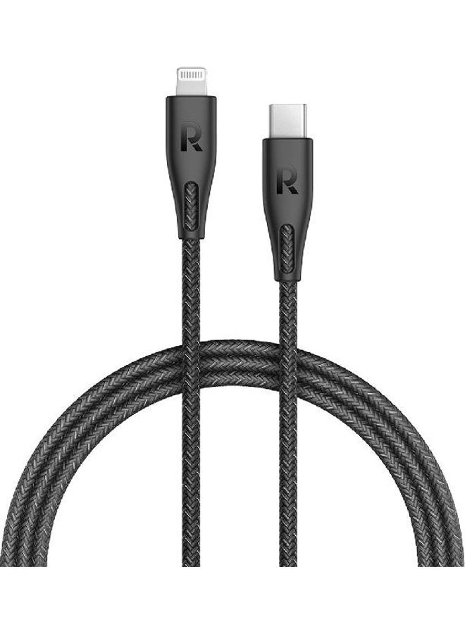 RAVPOWER RP-CB1018 Type-C To Lightning Cable Black - Image 1